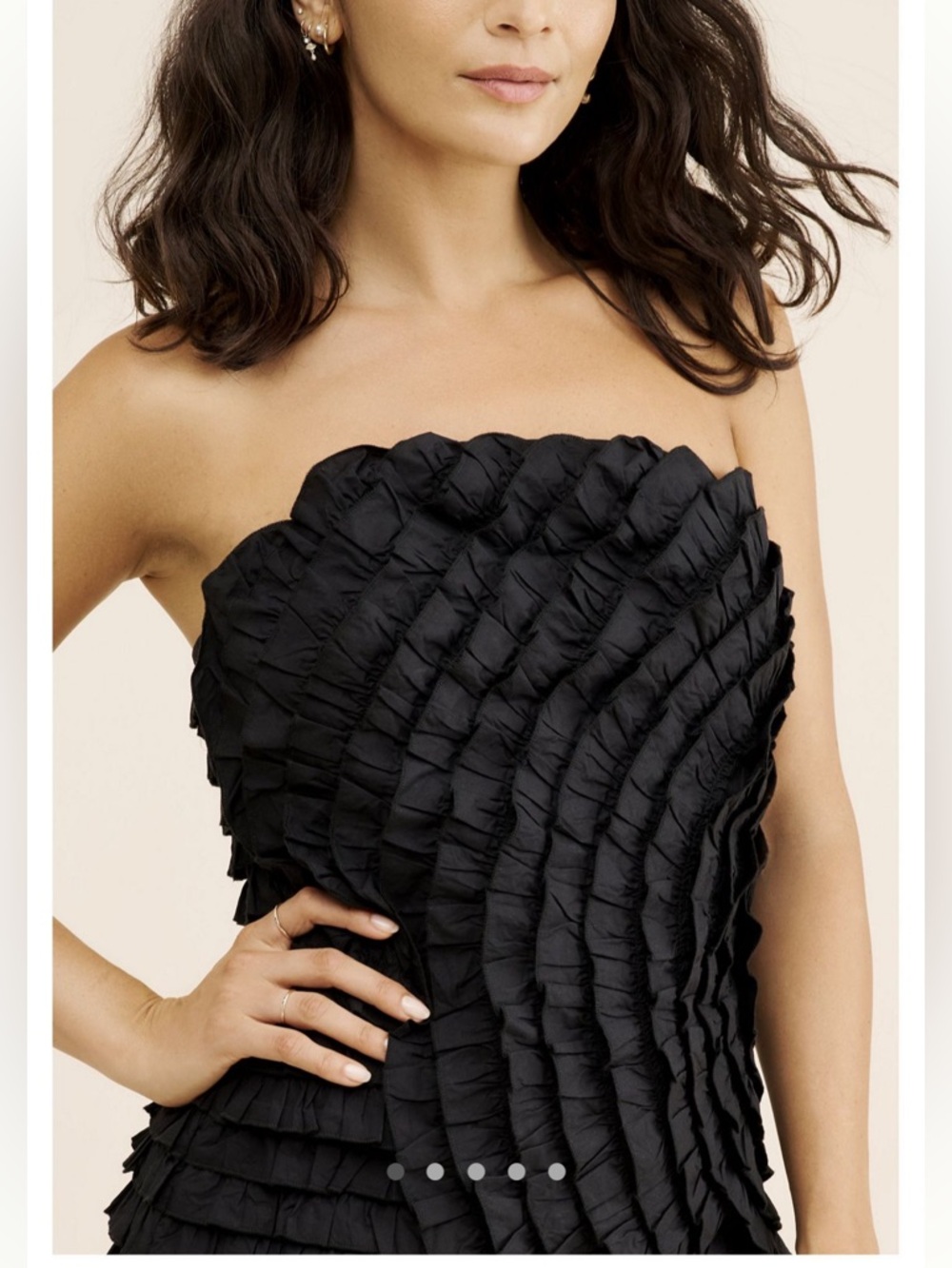 FARM Rio Black Strapless Ruffled Mini Dress - Picture 2 of 4